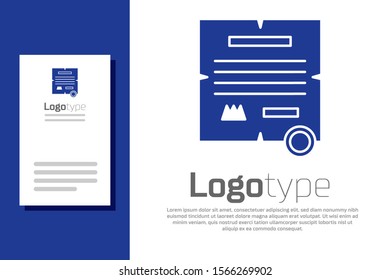 Blue Decree, paper, parchment, scroll icon icon isolated on white background. Logo design template element. Vector Illustration