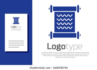 Blue Decree, paper, parchment, scroll icon icon isolated on white background. Logo design template element. Vector Illustration