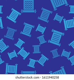 Blue Decree, paper, parchment, scroll icon icon isolated seamless pattern on blue background.  Vector Illustration