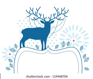 Blue deer with decorated frame