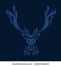 blue deer horned head vector illustration