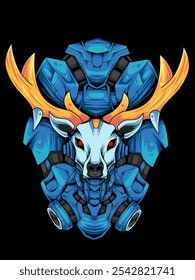 The blue deer robot can be used for t-shirts, stickers and other merchandise