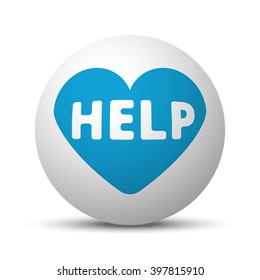 Blue Defibrillator  icon on sphere on white background