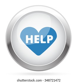 Blue Defibrillator  icon on white glossy chrome app button