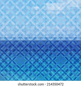 Blue defocused background with geometric ornament. Eps10