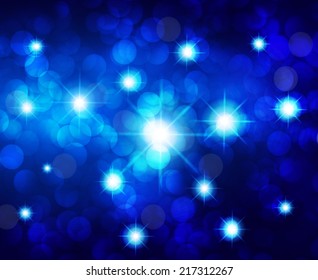 blue Defocused Light, Flickering Lights, Vector abstract festive background with bokeh defocused lights. star.