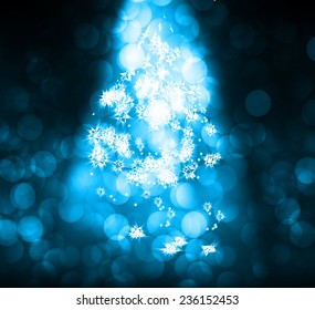 Blue Defocused Light, Flickering Lights, Vector abstract festive background with bokeh defocused lights. 