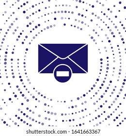 Blue Delete envelope icon isolated on white background. Delete or error letter. Cross on message. Rejected mail. Abstract circle random dots. Vector Illustration