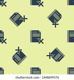 Blue Delete file document icon isolated seamless pattern on white background. Rejected document icon. Cross on paper.  Vector Illustration
