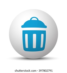 Blue Delete icon on sphere on white background