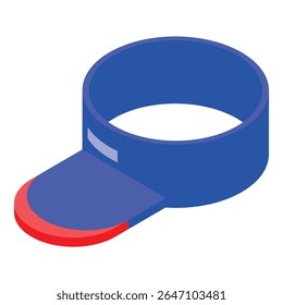 Blue delivery service cap with red peak isometric view isolated on white background