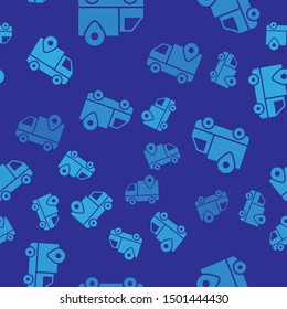 Blue Delivery tracking icon isolated seamless pattern on blue background. Parcel tracking.  Vector Illustration