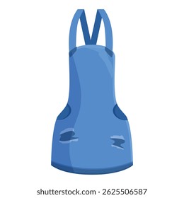 Blue denim apron with ripped fabric, suggesting a hard working attitude