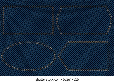 blue denim background labels
