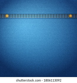 Blue denim background with stitch. Vector illustration.