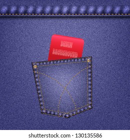 A blue denim background texture. With pocket