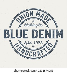 Blue Denim Badge - Aged Tee Design For Printing