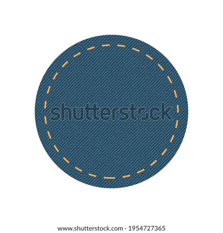 Blue denim design with circle with stitcher.