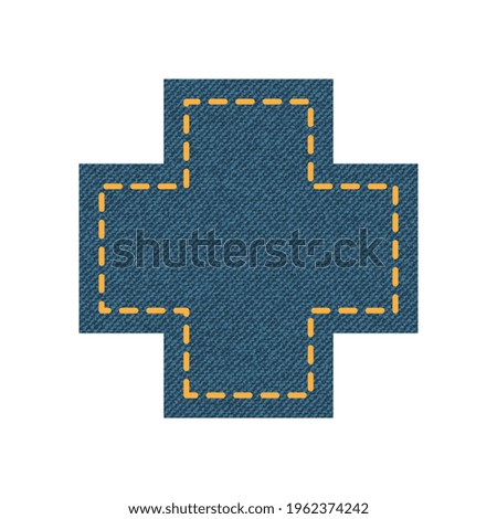 Blue denim design with cross with stitcher. 
