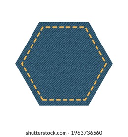 Blue denim design with hexagon with stitcher.