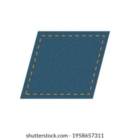 Blue denim design with parallelogram with stitcher. 