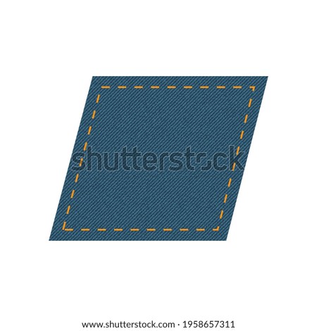 Blue denim design with parallelogram with stitcher. 