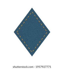 Blue denim design with rhombus with stitcher. 