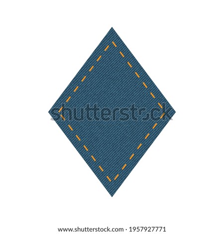 Blue denim design with rhombus with stitcher. 