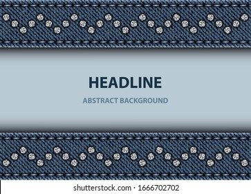Diseño de denim azul con puntos y secuencia plateada zig-zag.
