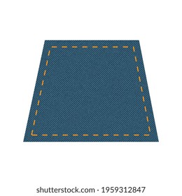 Blue denim design with trapezoid with stitcher. 