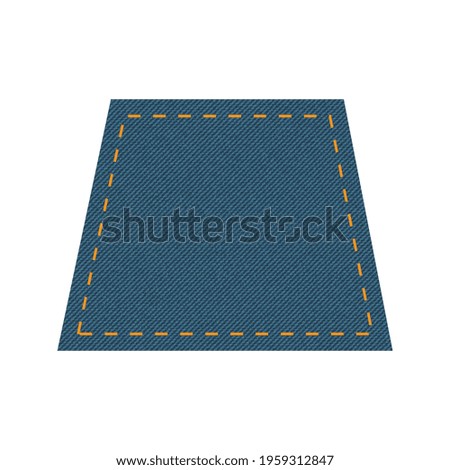 Blue denim design with trapezoid with stitcher. 