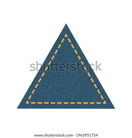 Blue denim design with triangle with stitcher. 