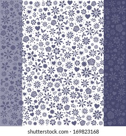 Blue Denim Flower Icons Background - All cutouts - will work on any color background, Grouped and Layered EPS8 