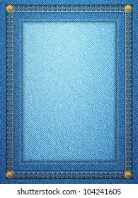 Blue denim frame with copy space. Vector illustration.