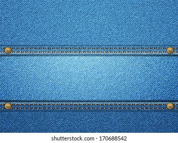 Blue denim frame with copy space. Vector illustration.