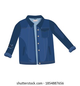 Blue denim jacket isolated white background. Vector