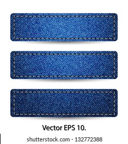 Blue Denim Jean TAG Label Texture Background, Vector Illustration EPS 10.