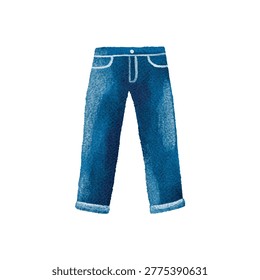 Blue denim jeans with rolled cuffs for casual wear
