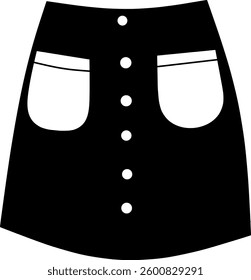 Blue denim skirt with button front and front pockets