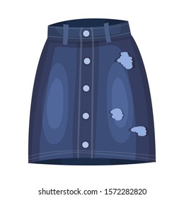 Blue Denim Skirt Clothing Item Isolated On White Background