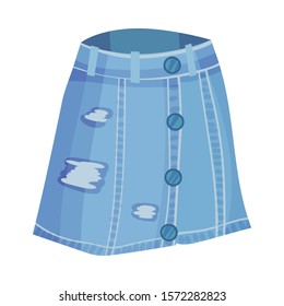 Blue Denim Skirt Clothing Item Isolated On White Background