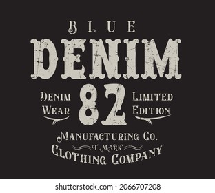 Blue Denim supply Original College Vintage varsity vector tee shirt graphics and grunge artwork -1	