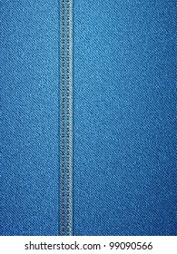 Blue denim texture background. Vector illustration.