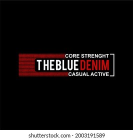 Tipografía de Denim Azul, gráficos de camisetas, vectores 