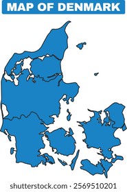 Blue Denmark country map border outline vector
