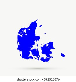 Blue Denmark Map Illustration