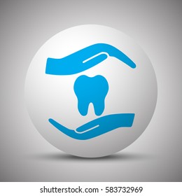 Blue Dental Care icon on white sphere