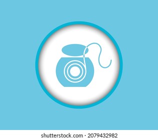 Blue dental floss icon on white background,