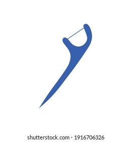 blue dental floss stick icon vector