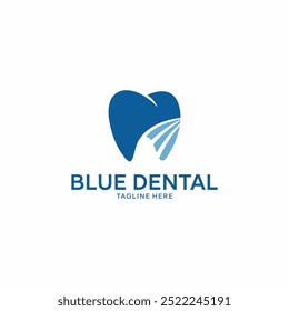 Blue Dental Logo Design. Creative Dentist Logo. Creative Dental Clinic Company Vector Logo.